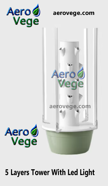 5-Layer Aeroponic Vertical Garden Tower with LED Grow Light – Grow 20 Plants Indoors or Outdoors
