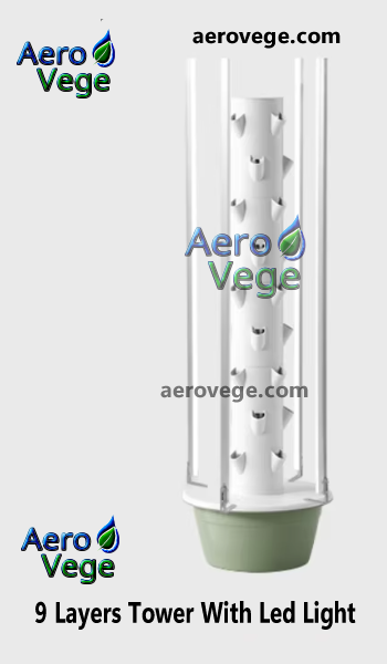 9-Layer Aeroponic Vertical Garden Tower with LED Grow Light – Grow 36 Plants Indoors or Outdoors